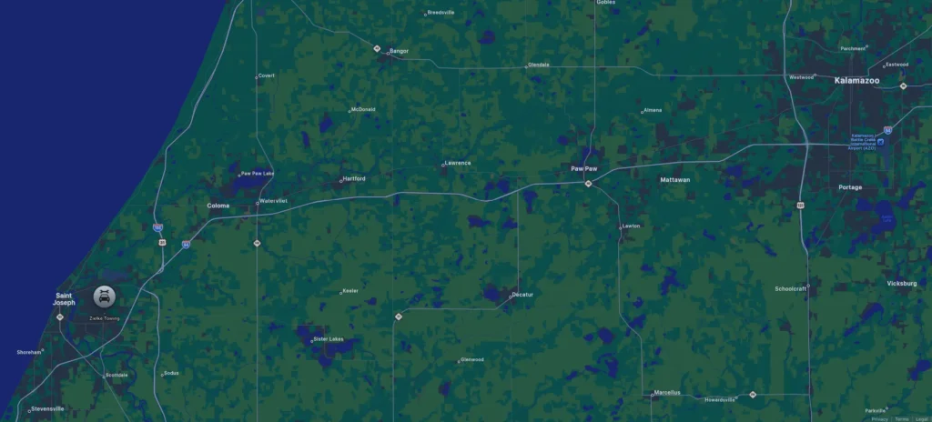 Zielke Towing service area. Benton Harbor, Saint Joseph, Saint Joseph Township, Stevensville, Lakeshore, Bridgman, Baroda, Coloma, Watervliet, Benton Heights, Covert, Hager Shores, Berrien Springs, Eau Claire, Hartford, Lawrence, Fairplane, Paw Paw, Mattawan